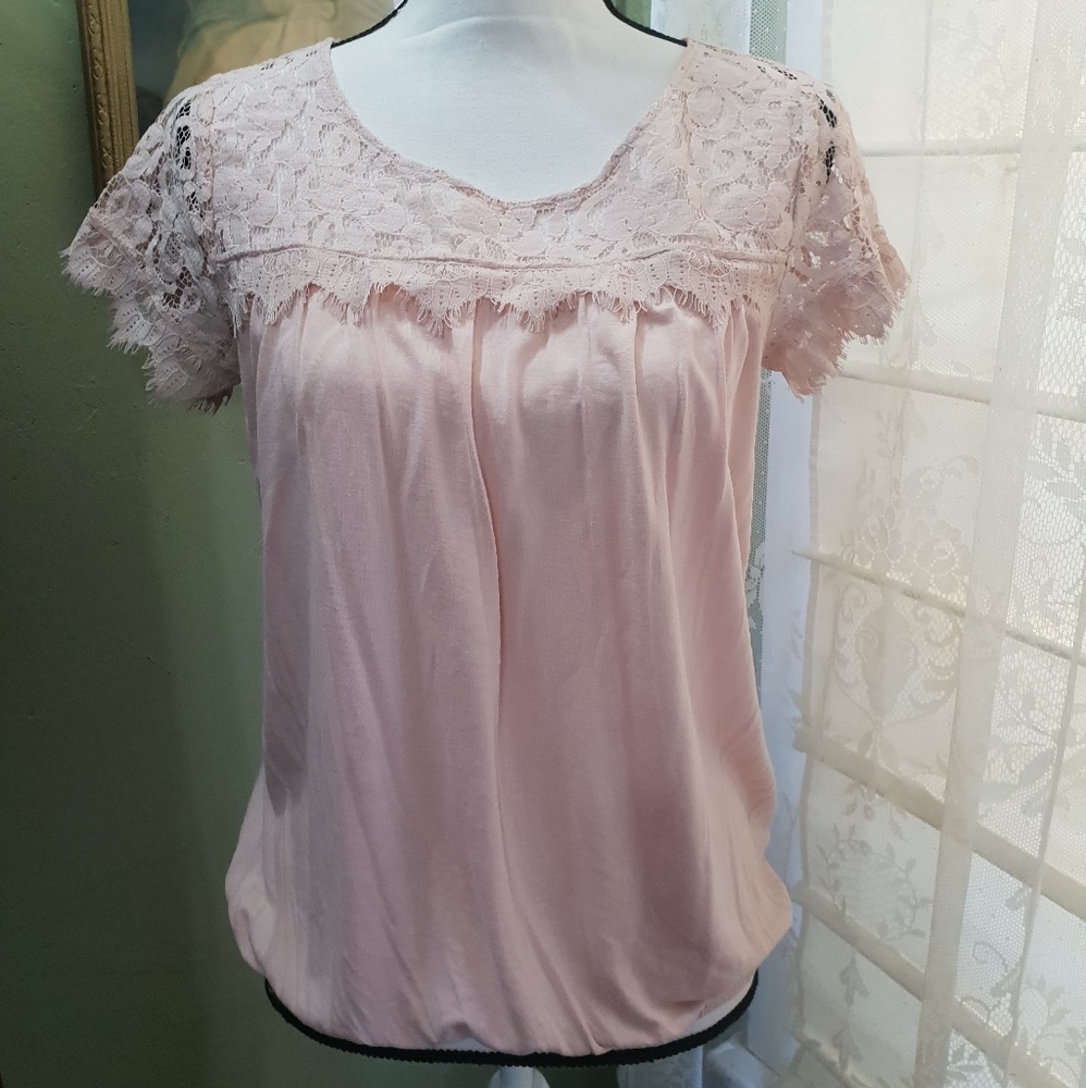 Pink lace detail top